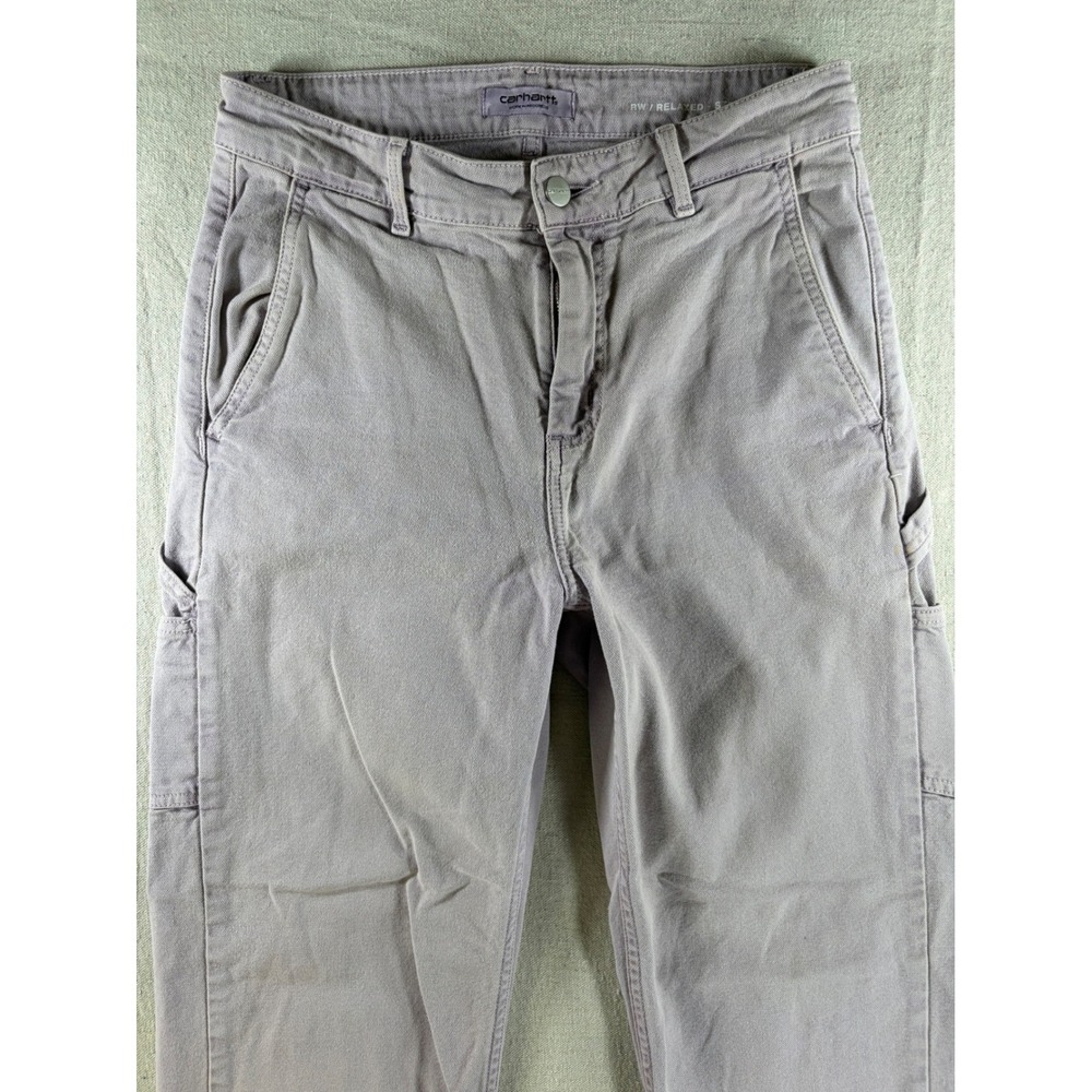 Carhartt WIP Relaxed Straight Carpenter Pants Mens 28x29 Gray Canvas Workwear - Picture 10 of 12